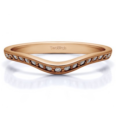 0.17 Ct. Thin Knife Edged Curved Anniversary Band  in Rose Gold