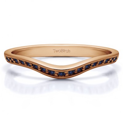 0.17 Ct. Sapphire Thin Knife Edged Curved Anniversary Band  in Rose Gold