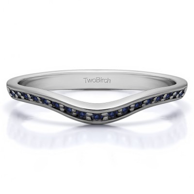 0.17 Ct. Sapphire Thin Knife Edged Curved Anniversary Band