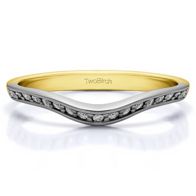 0.17 Ct. Thin Knife Edged Curved Anniversary Band  in Two Tone Gold