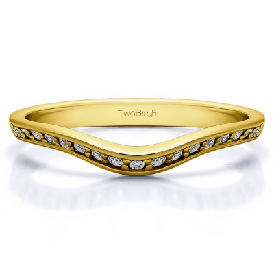 0.17 Ct. Thin Knife Edged Curved Anniversary Band  in Yellow Gold