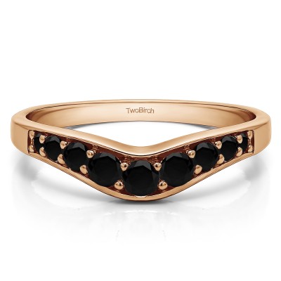 0.43 Ct. Black Graduated Shared Prong Curved Wedding Band in Rose Gold