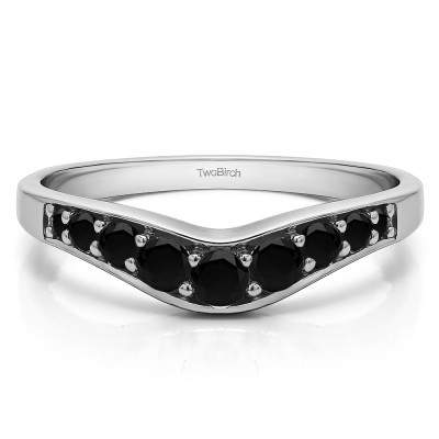 0.43 Ct. Black Graduated Shared Prong Curved Wedding Band