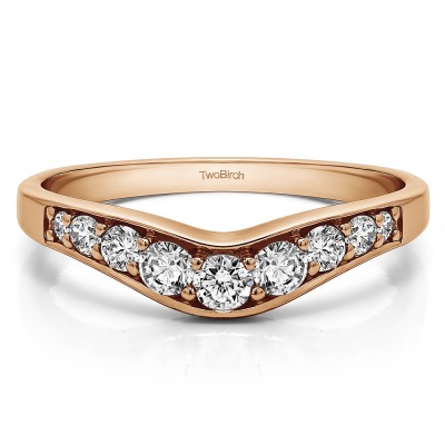 0.43 Ct. Graduated Shared Prong Curved Wedding Band in Rose Gold