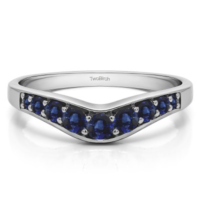0.43 Ct. Sapphire Graduated Shared Prong Curved Wedding Band