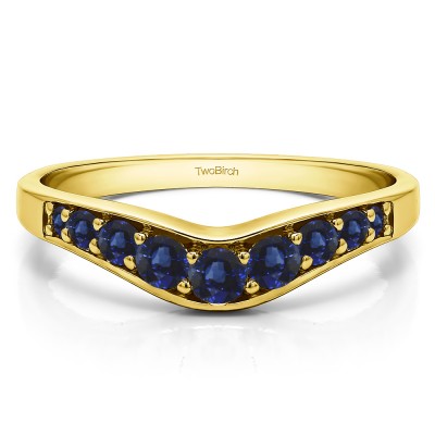 0.43 Ct. Sapphire Graduated Shared Prong Curved Wedding Band in Yellow Gold
