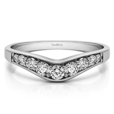 0.43 Ct. Graduated Shared Prong Curved Wedding Band