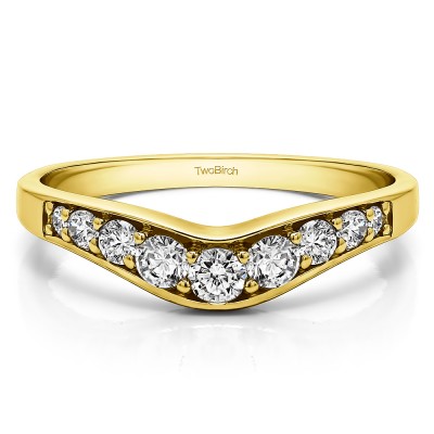0.43 Ct. Graduated Shared Prong Curved Wedding Band in Yellow Gold