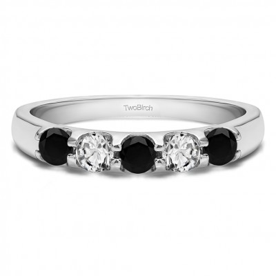 0.65 Carat Black and White Classic Double Shared Prong Wedding Band