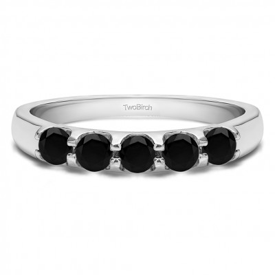 0.65 Carat Black Classic Double Shared Prong Wedding Band
