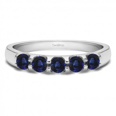 0.65 Carat Sapphire Classic Double Shared Prong Wedding Band