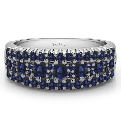 1.02 Carat Sapphire Three Row Shared Prong Wedding Ring