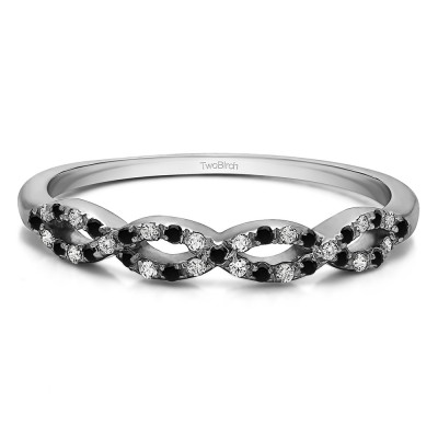 0.15 Carat Black and White Pave Set Infinity Wedding Ring