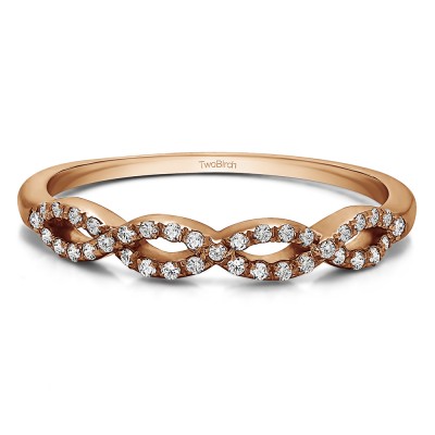 0.15 Carat Pave Set Infinity Wedding Ring  in Rose Gold