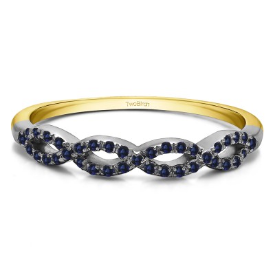 0.15 Carat Sapphire Pave Set Infinity Wedding Ring  in Two Tone Gold
