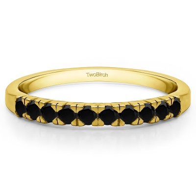 0.3 Carat Black Ten Stone French Cut Pave Set Wedding Ring   in Yellow Gold