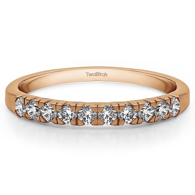0.3 Carat Ten Stone French Cut Pave Set Wedding Ring   in Rose Gold