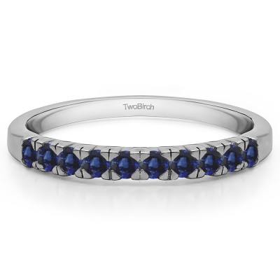 0.3 Carat Sapphire Ten Stone French Cut Pave Set Wedding Ring