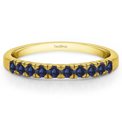0.3 Carat Sapphire Ten Stone French Cut Pave Set Wedding Ring   in Yellow Gold