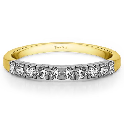 0.3 Carat Ten Stone French Cut Pave Set Wedding Ring   in Two Tone Gold