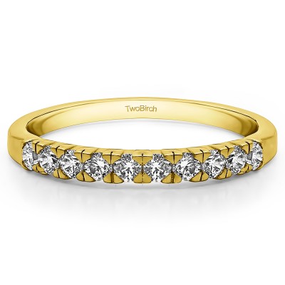 0.3 Carat Ten Stone French Cut Pave Set Wedding Ring   in Yellow Gold