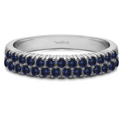0.58 Carat Sapphire Double Row U Set Shared Prong Wedding Ring