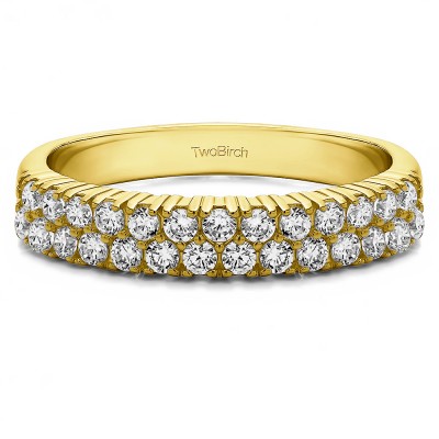 0.58 Carat Double Row U Set Shared Prong Wedding Ring   in Yellow Gold