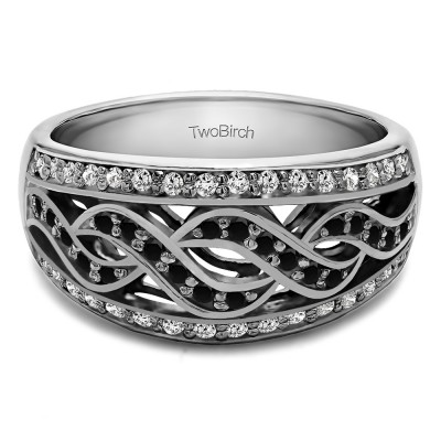 0.54 Carat Black and White Infinity Braid Pave Set Wedding Ring