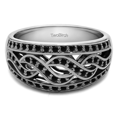0.54 Carat Black Infinity Braid Pave Set Wedding Ring