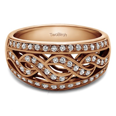 0.54 Carat Infinity Braid Pave Set Wedding Ring in Rose Gold