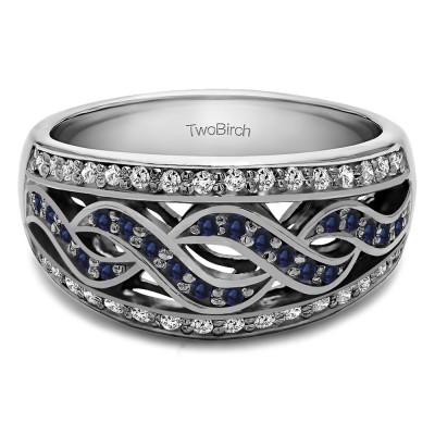 0.54 Carat Sapphire and Diamond Infinity Braid Pave Set Wedding Ring