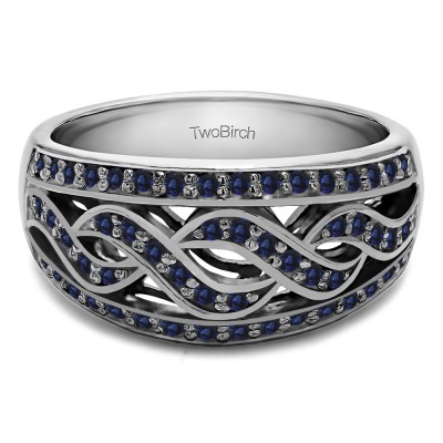0.54 Carat Sapphire Infinity Braid Pave Set Wedding Ring