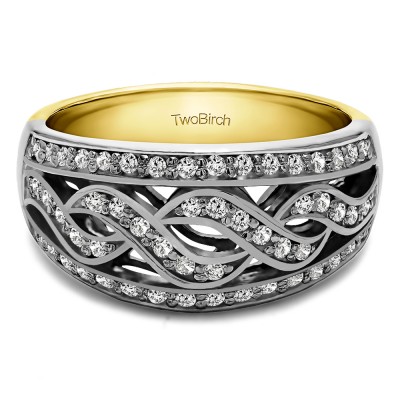 0.54 Carat Infinity Braid Pave Set Wedding Ring in Two Tone Gold