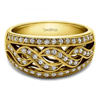 0.54 Carat Infinity Braid Pave Set Wedding Ring in Yellow Gold