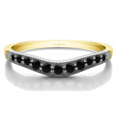 0.2 Ct. Black Millgrained Edge Shared Prong Shadow Band in Two Tone Gold