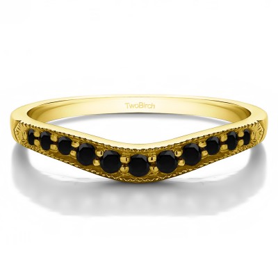 0.2 Ct. Black Millgrained Edge Shared Prong Shadow Band in Yellow Gold