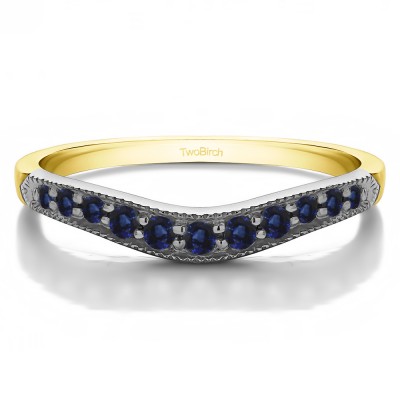 0.2 Ct. Sapphire Millgrained Edge Shared Prong Shadow Band in Two Tone Gold
