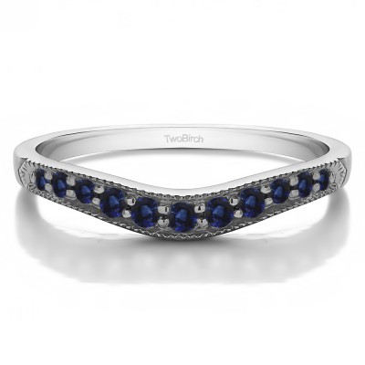 0.2 Ct. Sapphire Millgrained Edge Shared Prong Shadow Band