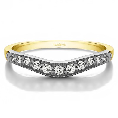 0.2 Ct. Millgrained Edge Shared Prong Shadow Band in Two Tone Gold