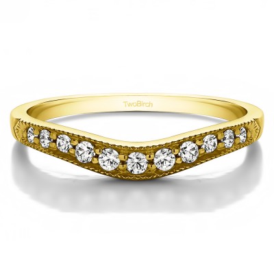 0.2 Ct. Millgrained Edge Shared Prong Shadow Band in Yellow Gold