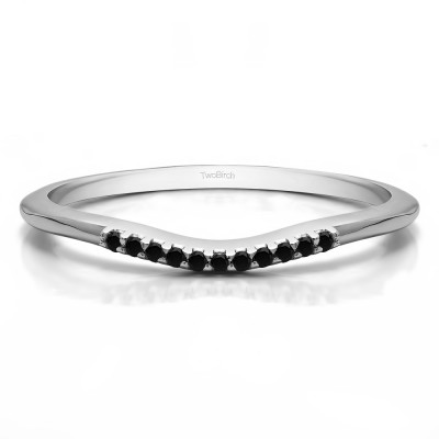 0.06 Ct. Black Thin Eleven Stone Shared Prong Curved Ring