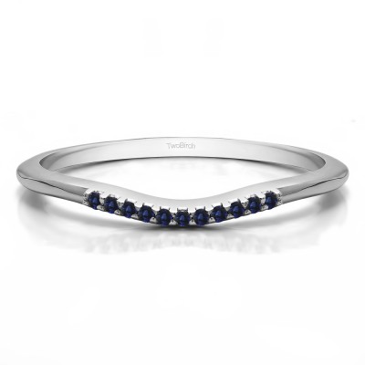 0.06 Ct. Sapphire Thin Eleven Stone Shared Prong Curved Ring
