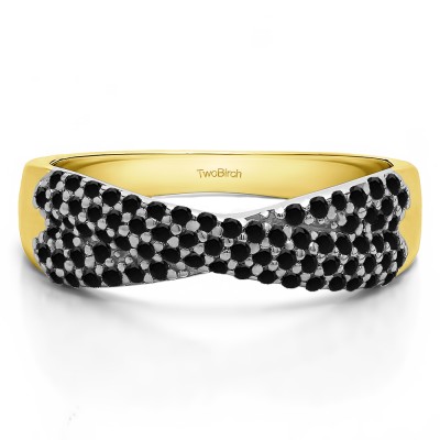 0.54 Carat Black Criss Cross Pave Set Anniversary Band in Two Tone Gold