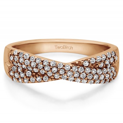 0.54 Carat Criss Cross Pave Set Anniversary Band in Rose Gold