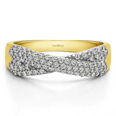 0.54 Carat Criss Cross Pave Set Anniversary Band in Two Tone Gold
