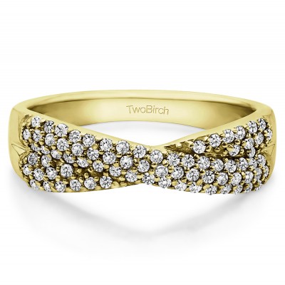 0.54 Carat Criss Cross Pave Set Anniversary Band in Yellow Gold