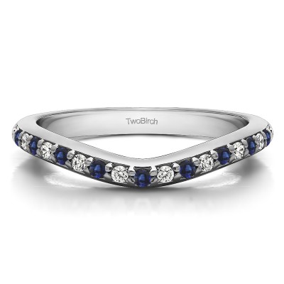 0.25 Ct. Sapphire and Diamond Nineteen Round Stone Double Shared Prong Contour Ring