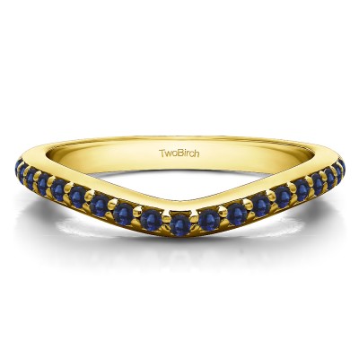 0.25 Ct. Sapphire Nineteen Round Stone Double Shared Prong Contour Ring in Yellow Gold
