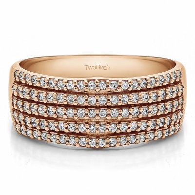 0.5 Carat Multi Row Shared Prong Wedding Ring in Rose Gold
