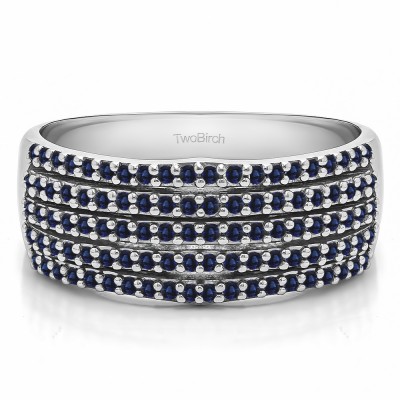 0.5 Carat Sapphire Multi Row Shared Prong Wedding Ring